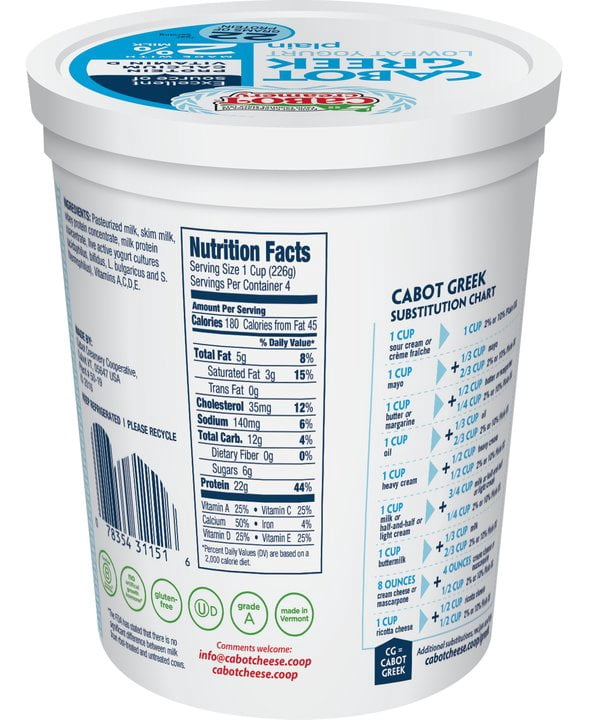 Cabot Low Fat Greek Yogurt Nutrition Facts Nutrition Ftempo