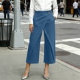 thumbnail image 5 of CIENVNSTG Wrap Cross Front High Waisted Denim Pants Womens Button Front Cropped Straight Leg Jeans with Side Pockets for Casual Outfits Sky Blue S, 5 of 8