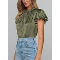 thumbnail image 6 of PRETTYGARDEN Business Casual Tops for Women Blouses Dressy Summer Short Sleeve Ruffle Satin Work Office Attire, 6 of 7