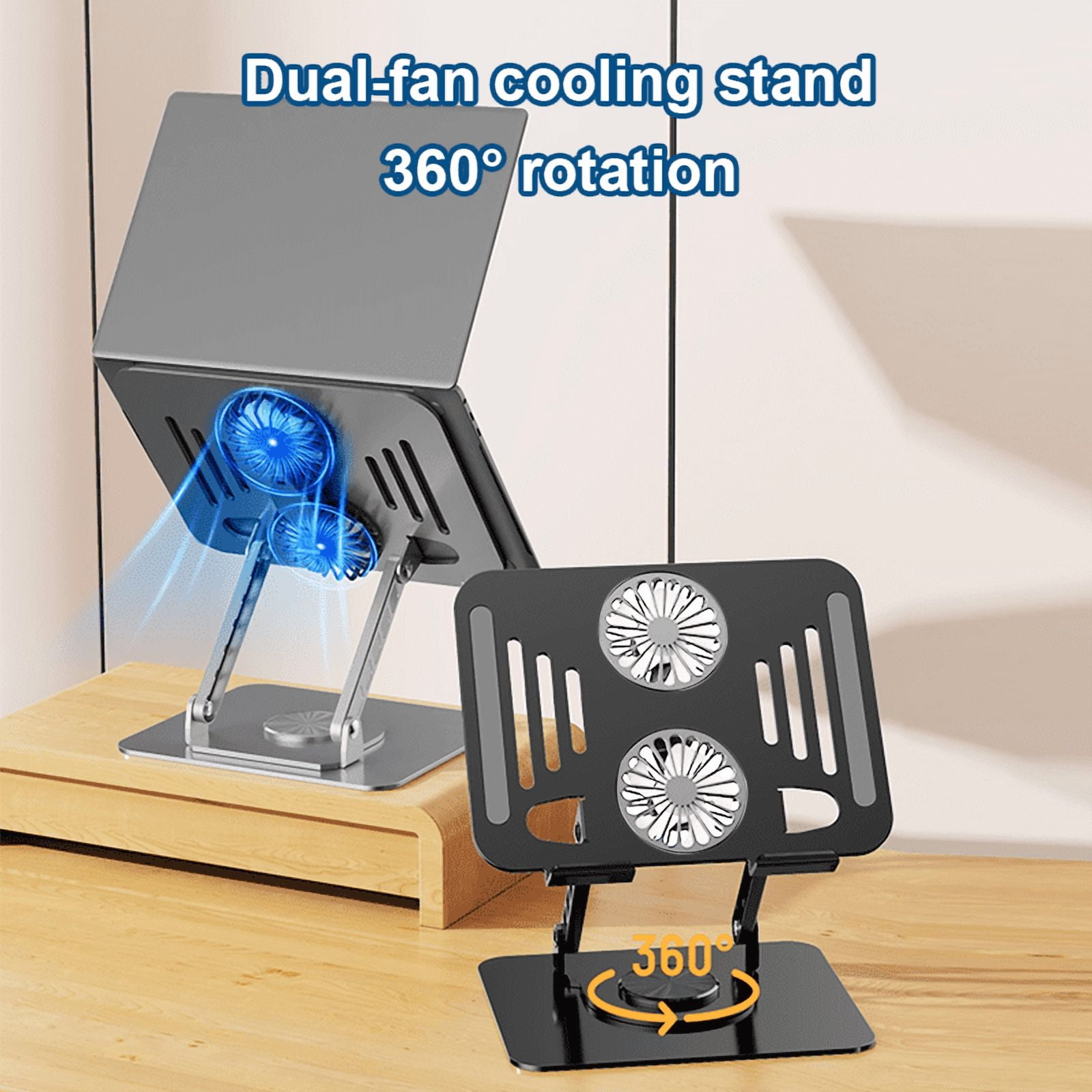 Gyugmhao Laptop Cooling Stand with Fan and 360 ° Rotating Base, Adjustable Height, for Desk Gaming/Office Movie Watching and Screen Sharing, Portable Computer Notebook Stand Compatible Up to 17 Inch