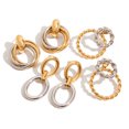thumbnail image 2 of PISONIC 18K Gold Plated Bold Statement Chunky Double Hoop Twisted Circle Stud Earrings for Women, 2 of 8