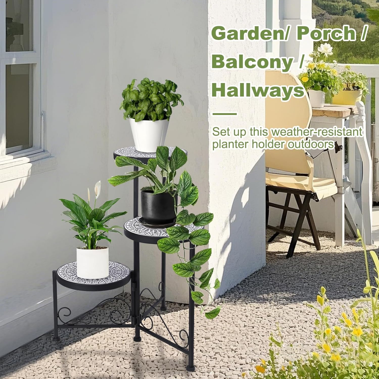 花瓶・フラワースタンド neighborhood WARLOCK CUBE-3 3 Tiers Mosaic Plant Stand Indoor Corner Garden Shelf Flower