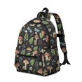 thumbnail image 2 of Mushroom and Dragonfly Black Pattern Backpack for School, Cute School Bag with Adjustable Shoulder Straps and Padded Back, 13.4"x11"x4.7", 2 of 5