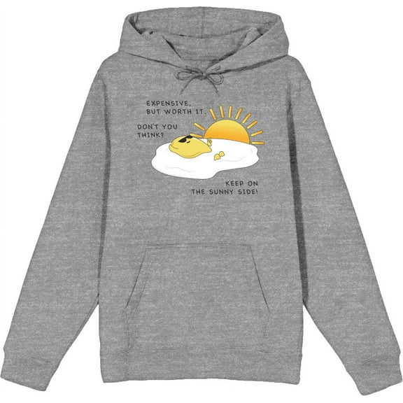 "Eggspensive Eggs - Keep On The Sunny Side" Adult Heather Gray Long Sleeve Hoodie-Small