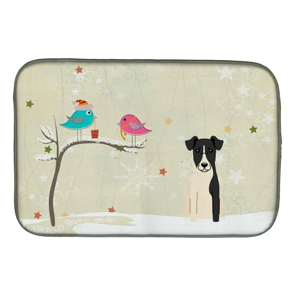 Christmas Presents between Friends Smooth Fox Terrier Dish Drying Mat