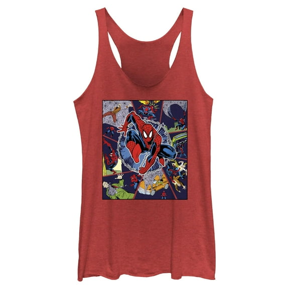 Womens Marvel: Spider-Man Action Scenes Racerback Tank