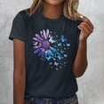 thumbnail image 3 of Perfectbot Women's Butterfly & Flower Print Shirt - Basic Crew Neck Tee, Casual Short Sleeve Going Out Top, 3 of 4
