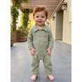 thumbnail image 5 of Cjfdfy Newborn Baby Boy Girl Fall Outfit Jumpsuit Collared Long Sleeve Button-down Pocket Solid Fall Romper Infant Crinkled Jumpsuit Soft Coming Home Fall Winter Outfit, 5 of 9