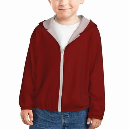 

Qekee Maroon Print UPF 50+ Kids Sun-Protective Hooded Long Sleeve Rash Guard for Fishing Water Beach Sports -5 Years