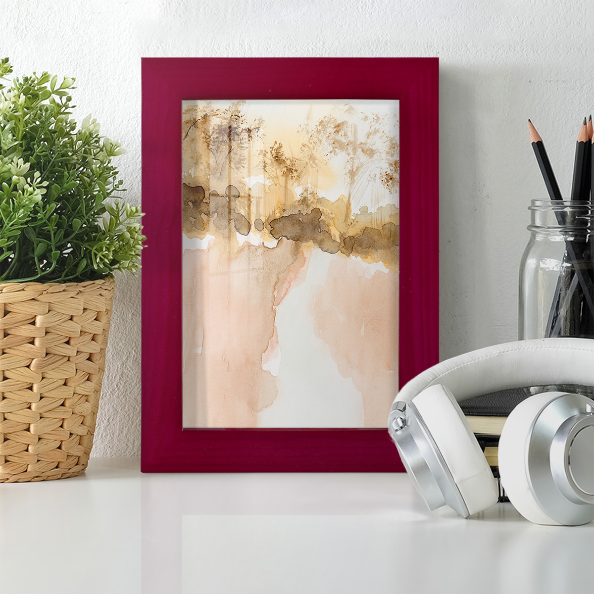 Sun Kissed Earth I - Framed Print w/glass - Cherry Red