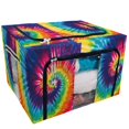 thumbnail image 1 of EREHome Abstract Swirl Design Tie Dye Storage Bag Clear Window Storage Bins Boxes Large Capacity Foldable Stackable Organizer With Steel Metal Frame For Bedding,Clothes,Closets, Bedrooms, 1 of 3