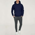 thumbnail image 2 of UVEASISHA Fall Outfits for Men Fleece Lined Oversized Hoodie Sweatshirts and Sweatpants Sets Solid Color Casual Loose Sweatsuits Set with Pockets Navy L, 2 of 8