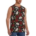 thumbnail image 2 of Kdxio Red Rose Skull for Men's Muscle T-shirt,Sleeveless for Workout Running Athletic Gym Lounge Casual, 2 of 7