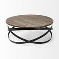 thumbnail image 2 of Mercana Triumph 40" Round Brown Solid Wood Top Black Metal Base Coffee Table, 2 of 7