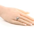 thumbnail image 3 of Gem Stone King 0.66 Ct Oval Cabochon White Simulated Opal Black Diamond 925 Sterling Silver Ring (Size 5), 3 of 4