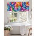thumbnail image 4 of Tie-Dye Art Valances for Windows Watercolor Colorful Ethnic Style Abstract Art Dyeing Valance Rod Pocket Short Window Treatments Curtains for Kitchen Bathroom Living Room Bedroom, 42 x 18 Inch, 4 of 7
