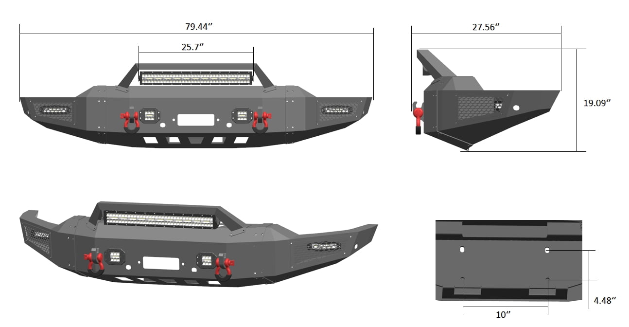 Vijay Compatible with 2020-2021-2022-2023 Chevy Silverado 2500/3500 Front Bumper Textured Black Steel with Light and D-ring