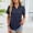Navy, variant on NTACZA Short Sleeve Tops for Women V Neck Business Casual Polos with Pocket Loose Fitting Eyelet Lapel Women Shirts L