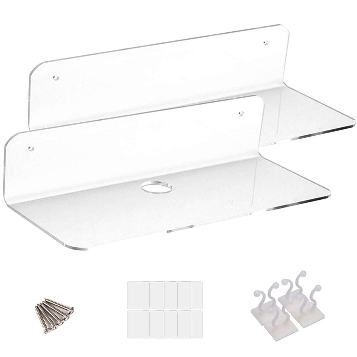 2x Kitchen Small 4 inch Clear Acrylic Floating Wall Shelf Organizer Durable 