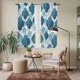 thumbnail image 6 of Blue Geometric Moroccan Kitchen Curtains 63 Inch Length, Abstract Blue Ombre Modern Tiers Curtains for Living Room Berdoom Bathroom, Light Filtering Drapes Window Treatment 2 Panels 42"Wx63"L, 6 of 8