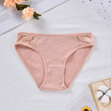 uublik Lace Cheeky Panties for Women High Waist Breathable Briefs Soft Underpants Ladies Stretch Panties Womens Lace Underwear Pink