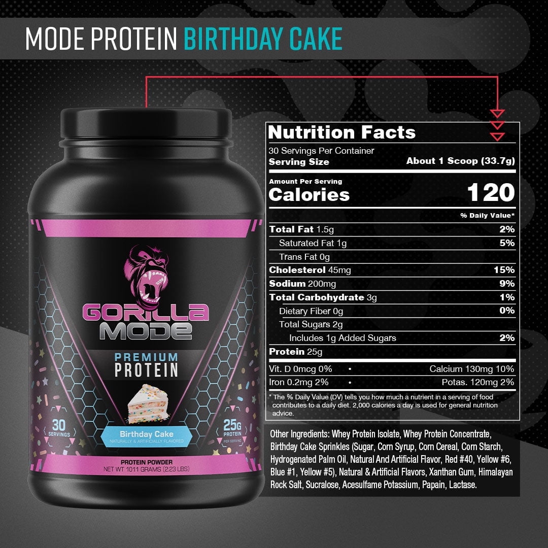 Gorilla Mode Premium Whey Protein - Vanilla Ice Cream / 25 Grams of Whey Protein Isolate & Concentrate / Recover and Build Muscle (30 Servings)