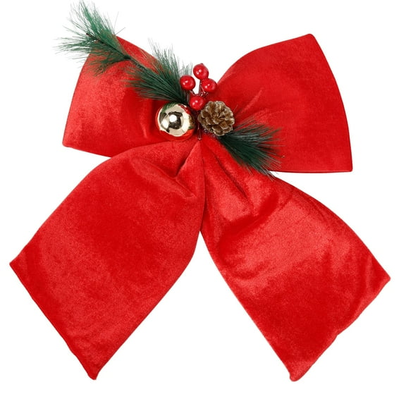 Allgala Christmas Decorative Velvet Bows for Wreath Garland Christmas Tree-2 Pack-10" (20x25cm)-Red-XBW92205