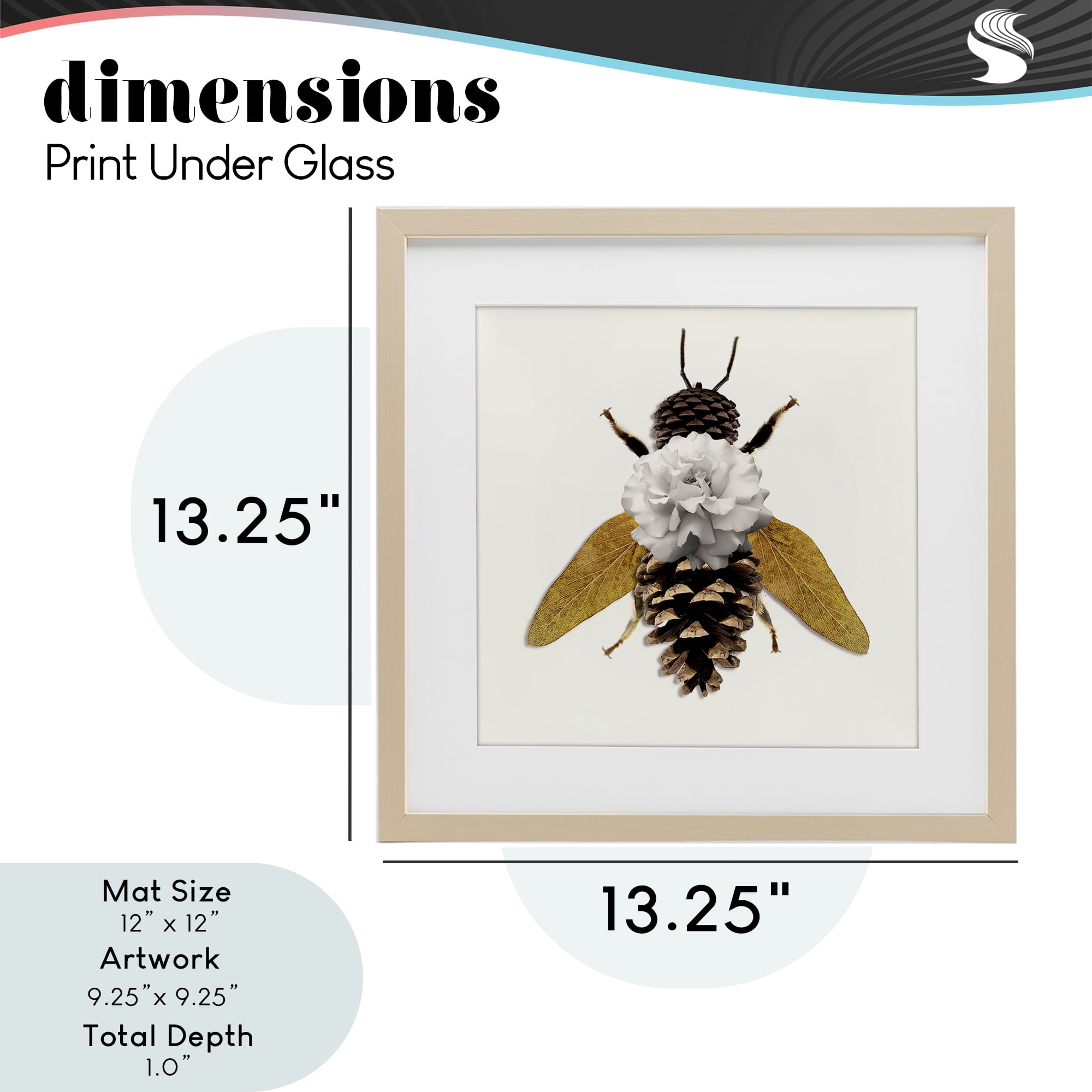 Nature Constructed Bee Birch Framed Print Under Glass, design by Sasha