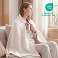 thumbnail image 2 of Exclusivo Mezcla 100% Cotton 4 Layers Muslin Throw Blanket for Couch, Moisture-wicking and Breathable Gauze Blanket with Geometric Pattern for Year Round Comfort, 50"x60", Beige, 2 of 8