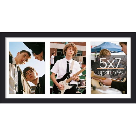 PrimeCook Shop 8x16 Collage Picture Frame, Display Pictures 3 5x7 with Mat or 8x16 Without Mat, Wall Hanging 3 5x7 Picture Frame Collage Wall Decor, Black, 1 Pack