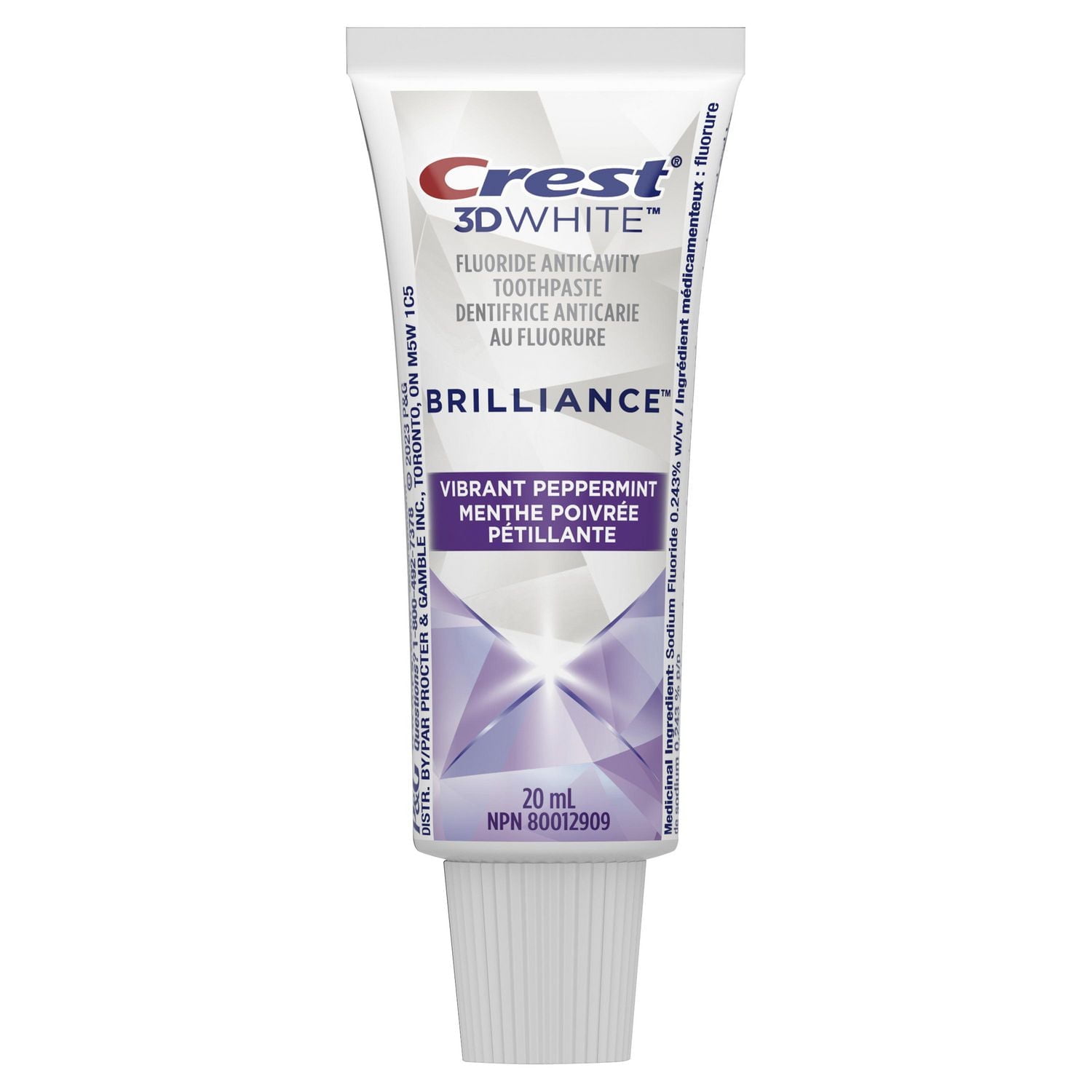 Dentifrice Crest 3D White Brilliance, Menthe poivrée pétillante 20 ml