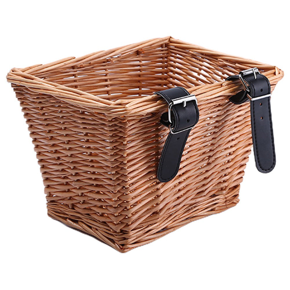 WICKER BICYCLE FRONT PICNIC BASKET WITH LID & CARRY HANDLE SHOPPING BIKE/CYCLE