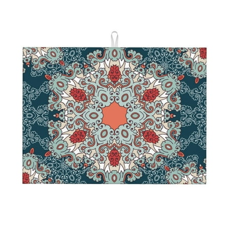 

WARHOOME Dish Drying Mat for Kitchen Counter Turkish Rustic Tattoo Microfiber Pad Mats for Dishes Pads 18 x 24 inches