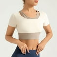 thumbnail image 6 of CaComMARK PI Last-chance savings Workout Crop Tops for Women Yoga Shirts Gym Short Sleeve Mild Support Compression Tee White XL(XL), 6 of 6