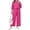 Rose red, variant on Solid Color 2 Pieces Plus Size Sets Women Three Quarter Sleeve Tops and Wide Leg Pants
