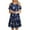 Blue Womens Summer Dress, variant on USSUMA Women's Floral Cold Shoulder Swing T-Shirt Dresses Loose Summer Flowy Pleated Knee-Length Tunic Dress Beach Party Sundress