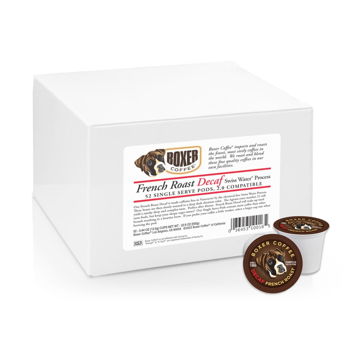 52 Count Decaf French Roast Swiss Water Process Single-Serve Cups Pods Specialty Grade gourmet artisan coffee, Keurig K-Cup 2.0 Compatible