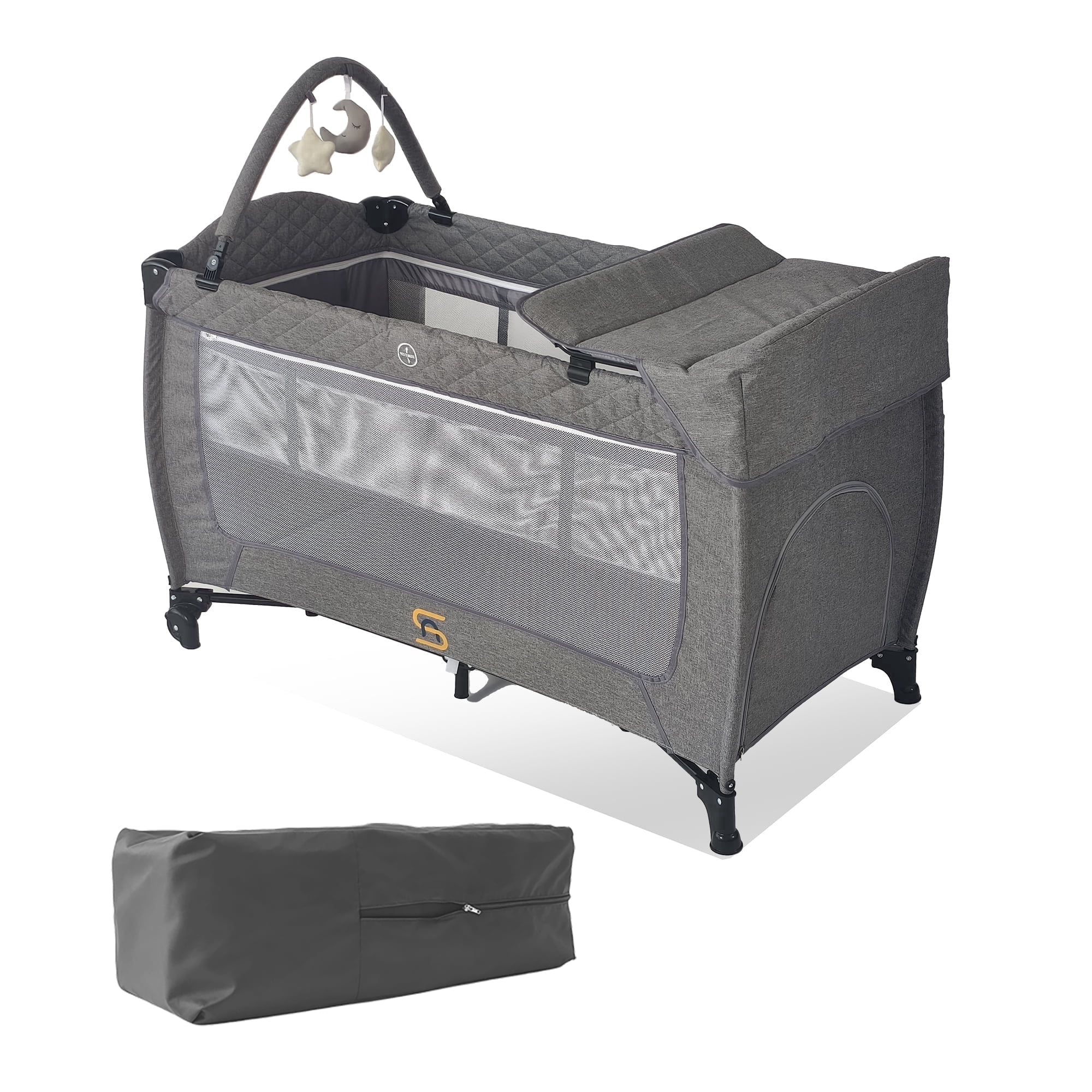 Steanny Baby Playard Bassinet Plack n Play Suit Infants to Toddlers,Baby Playpen with Changing Table,Wheels
