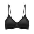 thumbnail image 3 of Seamless Front Closure Back Strappy Push Up Bra for Daily Wear and Occasions Tight Support Comfort All-Day Wearable Underwear, S, Black, 3 of 3