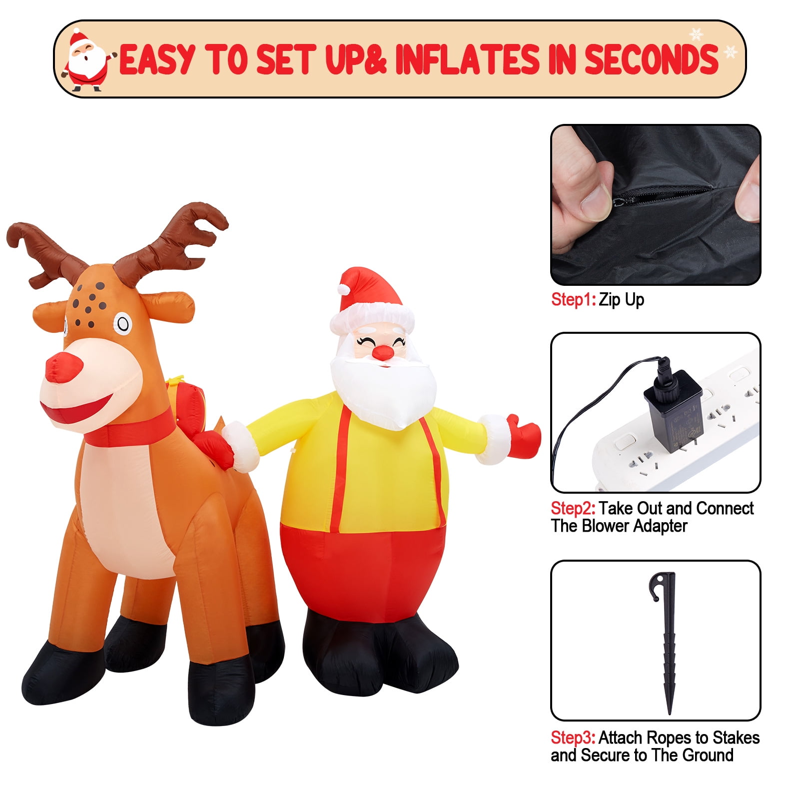 HAEMORE Christmas Inflatable Tree Blow Up with Multicolor LED Lights