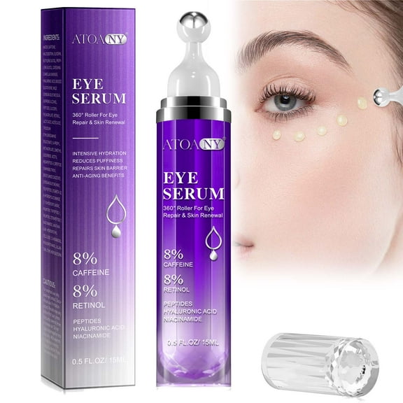 8% Caffeine Eye Serum with Retinol, Roller Massage, 15ml