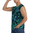 thumbnail image 3 of Goofa Blue Floral with Butterflies Printed Men's Sleeveless T-Shirt - Athletic Gym Workout Tank Top for Men - Moisture-Wicking, UPF 30+ Quick-Dry Muscle Tee-Medium, 3 of 8