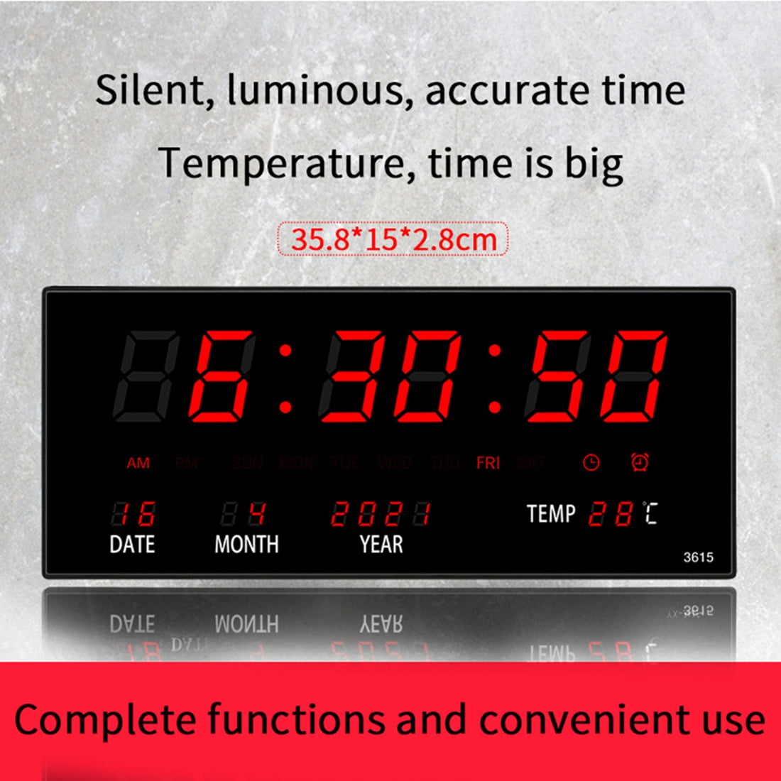 LED Calendar Electronic Clock Digital Wall Alarm Hourly Chiming Temperature Table Clocks Home Green