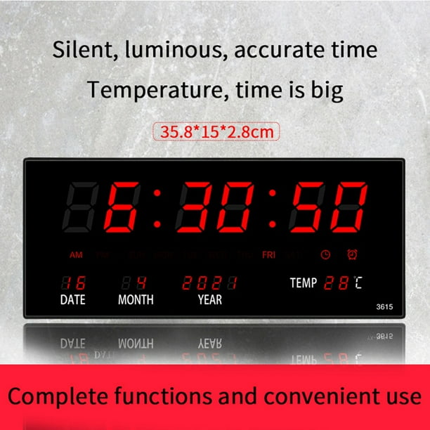 LED Perpetual Calendar Electronic Clock Wall Clock Alarm Hourly Chiming
