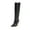 Black, variant on jsaierl Womens Wedges Pointed Toe Boots Knee High Side Zipper Chunky Heel Stretch Winter Boots Western Cowboy Boots