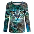 thumbnail image 4 of Blusa informal de manga larga con cuello redondo y estampado de animales novedosos para mujer Fridja  hkj2548, 4 of 5