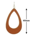 thumbnail image 3 of Women's Smooth Faux Leather Hollow Teardrop Dangle Pierced Earrings, Brown/Gold-Tone, 3 of 3