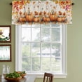 thumbnail image 3 of Orange Pumpkin Fall Curtain Valances for Windows, Kitchen Valance Window Treatments Panel 2 Pack, Thanksgiving Maple Eucalyptus Beige Rod Pocket Short Curtains for Bathroom Bedroom 60 x 18 Inch, 3 of 8