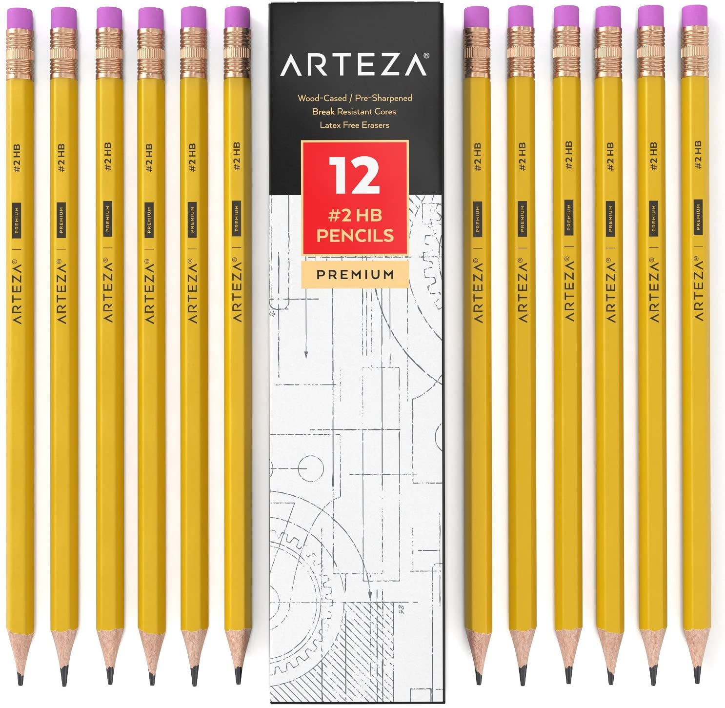 Arteza Wood Cased Pencils, #2 HB, 180 Count, Pre-Sharpened