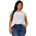 thumbnail image 4 of Women's Plus Size Blouse Daisy Floral Ruffle Sleeve Basic Top Light Purple 2X, 4 of 7